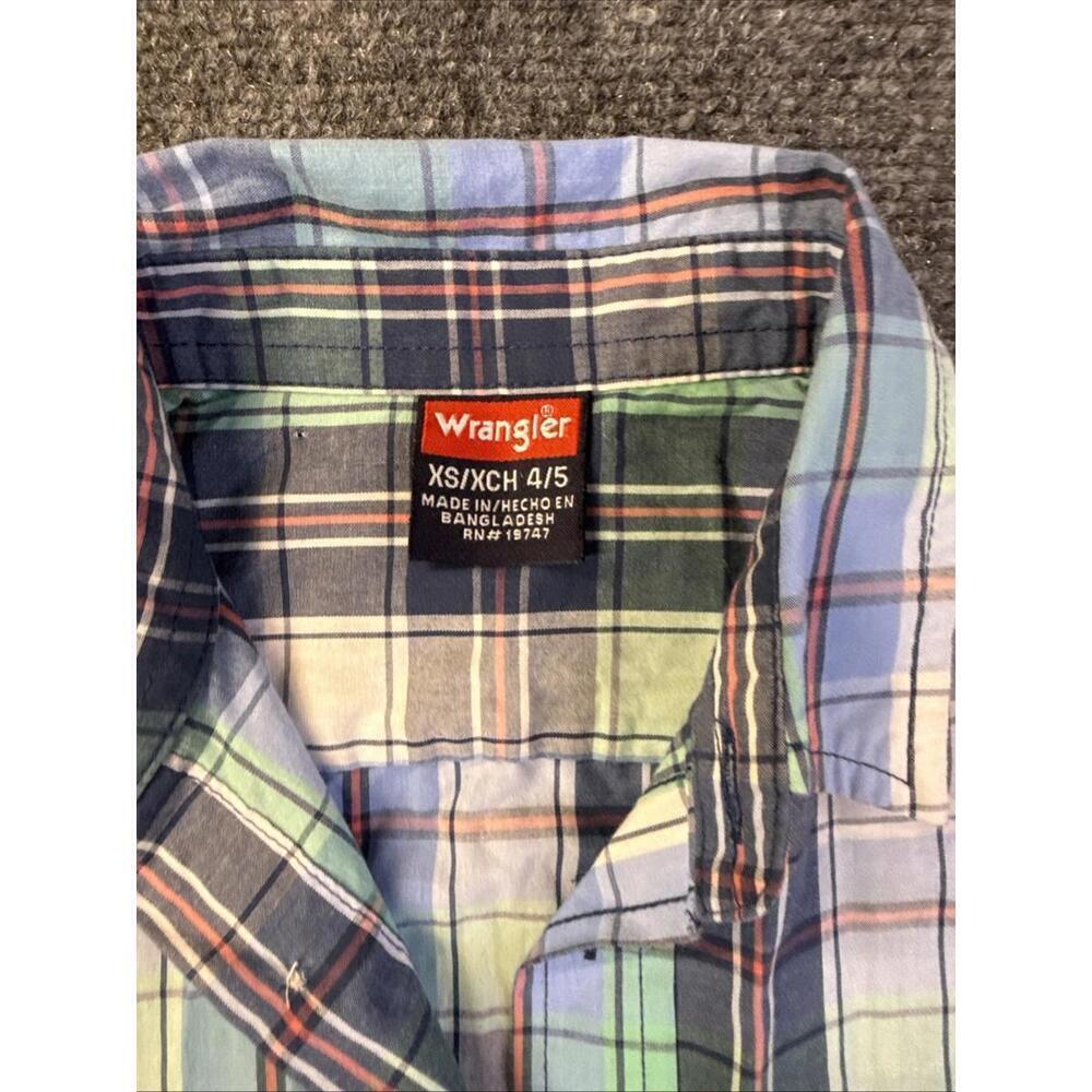 Boys Wrangler Plaid Polo Size 4/5 - Picture 2 of 4